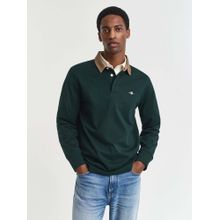 GANT Men's Green Solid Regular Fit Heavy Rugger Polo T-Shirt