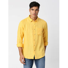 Pepe Jeans Kingsman Full Sleeves Yellow Pure Linen Casual Shirt