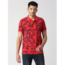 Pepe Jeans Russo Typographic Red Printed Polo T-Shirt