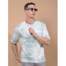 Crimsoune Club Men's Green Printed 100% Cotton Oversize T-Shirt