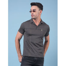 CRIMSOUNE CLUB Men Grey Printed Polo Neck T-Shirt
