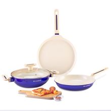 Wonderchef Bellagio Healthy Ceramic Non-Stick 4 Pc Cookware Set Electric Blue