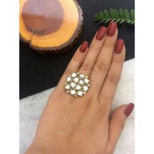 PAYA Kundan And Pearl Square Ring
