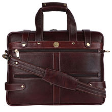 HiLEDER Pure Leather 15.5 Inch Office Bag Laptop Messenger Shoulder Bag, Brown