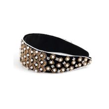 Odette Women Maggie Black Velvet Floral Hair Band