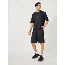 Styli Men Black Training Solid T-Shirt & Shorts (Set of 2)