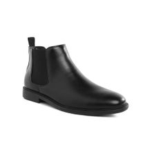 London Rag Mens Faux Leather Chelsea Boots Black