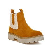 London Rag Womens Faux Fur Detail Chunky Casual Boots Tan
