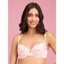 Nykd by Nykaa Embroidered Floral Lace Demi Bra - NYB294 - Pink