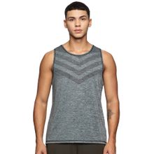 DOMIN8 Men Slim Fit Round Neck Sleeveless Tank Top with Arrow Print At Chest