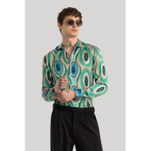 Snitch Bram Green Printed Satin Shirt