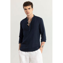 Snitch Mandarin Line Navy Blue Shirt