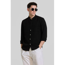 Snitch Black Mandarin Textured Shirt
