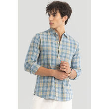 Snitch Blue Checks Linen Blend Shirt