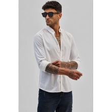 Snitch White Slim Fit Corduroy Shirt