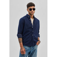 Snitch Dark Navy Blue Slim Fit Corduroy Shirt