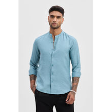 Snitch Aqua Blue Mandarin Slim Fit Shirt