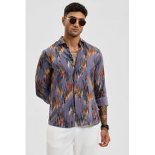 Snitch Purple Abstract Slim Fit Shirt