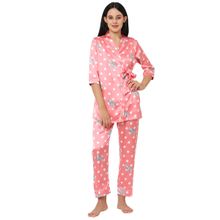 Sweet Dreams Women 3/4th Sleeve Satin Printed Front Open Peach Night Suit (Pack of 3)
