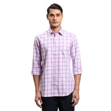 ColorPlus Men Regular Fit Cotton Checks Lavender Casual Shirt