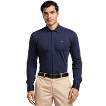 Park Avenue Men Slim Fit Blended Fabric Solid Navy Blue Formal Shirt