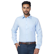 Raymond Men Slim Fit Cotton Self Design Blue Formal Shirt
