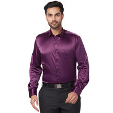 Parx Men Slim Fit Blended Fabric Solid Purple Formal Shirt
