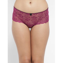 N-Gal Women's Erotic Lace See Through Mid Waist Underwear Lingerie Knickers Brief Panty- Purple