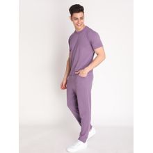 CHKOKKO Men Purple Solid Regular Fit Co-Ord (Set of 2)
