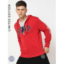 GAP Mens Embroidered Logo Full Sleeve Hoodie Red
