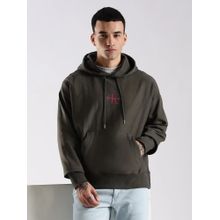 Calvin Klein Brown Embroidered Logo Oversized Fit Cotton Hoodies