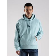 Calvin Klein Blue Embroidered Logo Oversized Fit Cotton Hoodies
