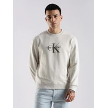 Calvin Klein Off White Logo Relaxed Fit Cotton Sweatshirt