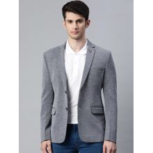 ESSAS club Men Single-Breasted Regular Fit Grey Premium Knitting Blazer