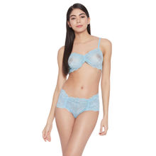 Secrets By ZeroKaata Women Self Design Bridal Lace Lingerie Set - Blue
