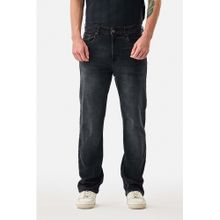 Snitch Charcoal Grey Washed Straight Casual Jeans for Men