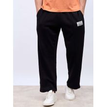 Styli Men Pintuck Wide Leg Terry Trackpants with Badge Detail