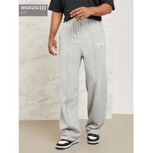 Styli Men Pintuck Wide Leg Terry Trackpants with Badge Detail