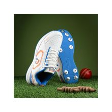 DNINE Men White DNINE Thunder Batting Spikes Cricket Shoes