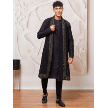 Vastramay Mens Black Georgette Embroidered Sequined Border Dupatta