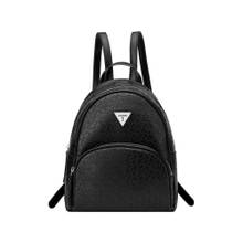Guess Jillian Women Black Zipper Textured Backpack