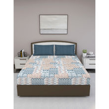 GM Blue Abstract 180 TC Cotton Queen Bedsheet with 2 Pillow Covers