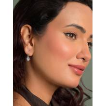 CLARA 925 Silver Platinum Plated Daily Wear Luna Drop Earrings For Women And Girls