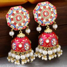 Peora Traditional Jewellery Gold Plated Meenakari Handwork Jhumka Jhumki Earrings (PF66E29RP)