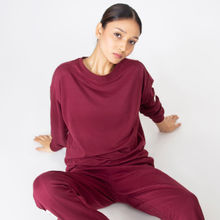 Aastey Get Cosy Cotton Sweatshirt for Women Maroon