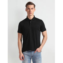 Arrow Black Regular Fit Solid Polo T-Shirt