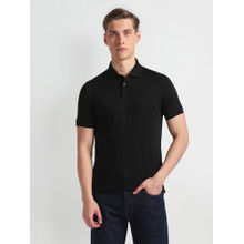Arrow Black Patch Pocket Solid Polo T-Shirt