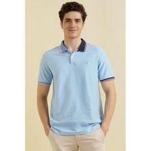 Allen Solly Men Light Blue Polo Neck T-shirt