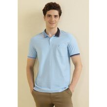 Allen Solly Men Light Blue Polo Neck T-shirt