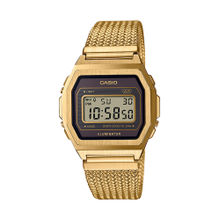 Casio Vintage A1000MGA-5DF Black Digital Dial Gold Stainless Steel Mesh Band D277